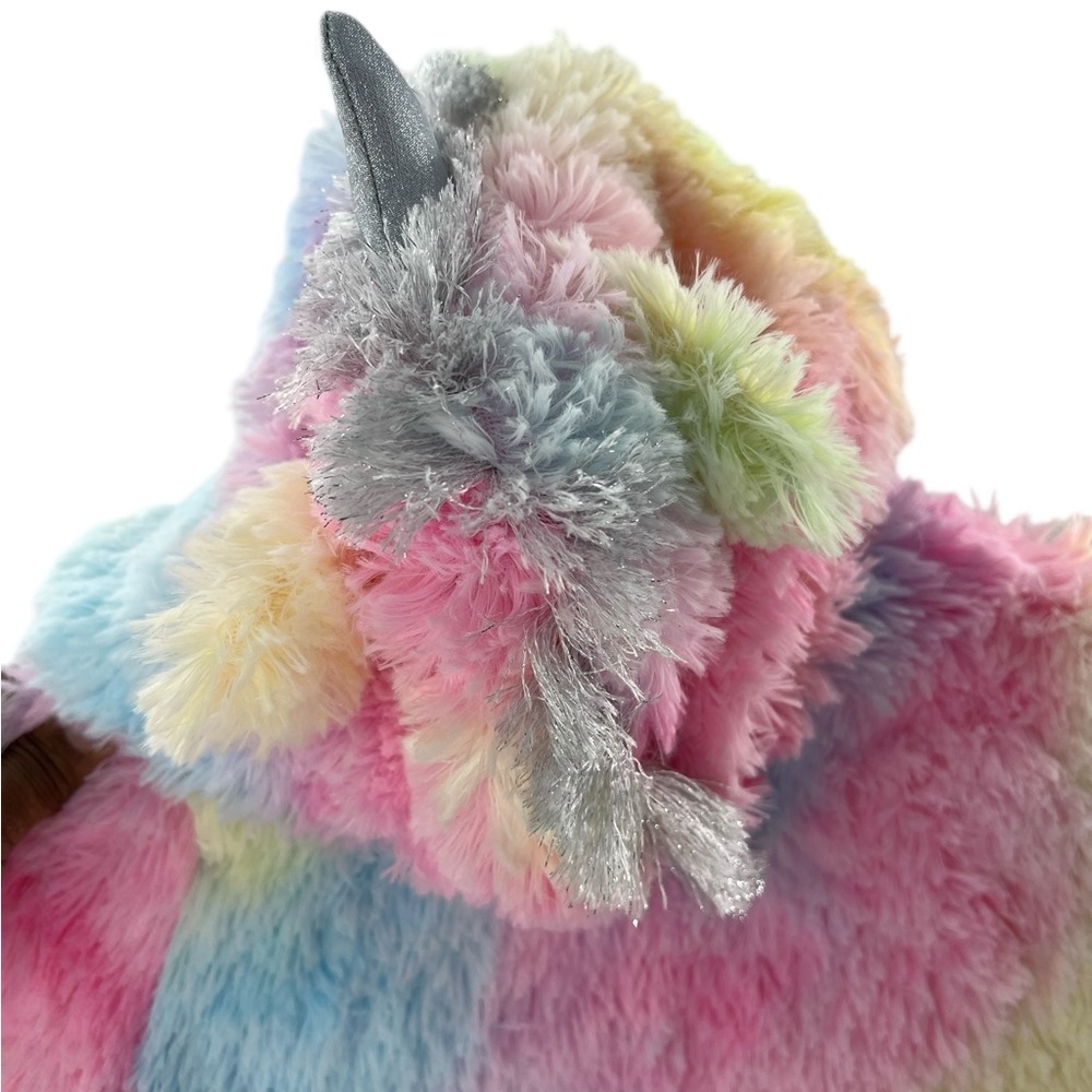 NWT Chenault Multicolor Unicorn Kids Furry Puffer Jacket - Picture 5 of 6
